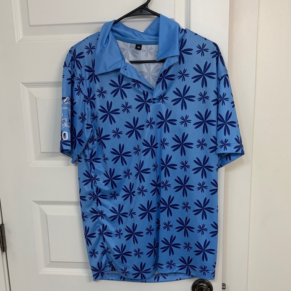 Blue Floral Men's Polo BevCart Golf